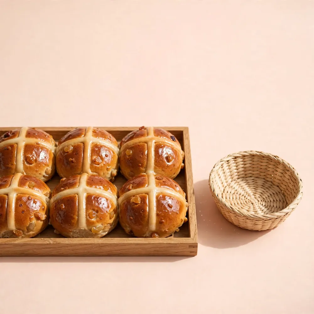 Hot cross buns and a basket