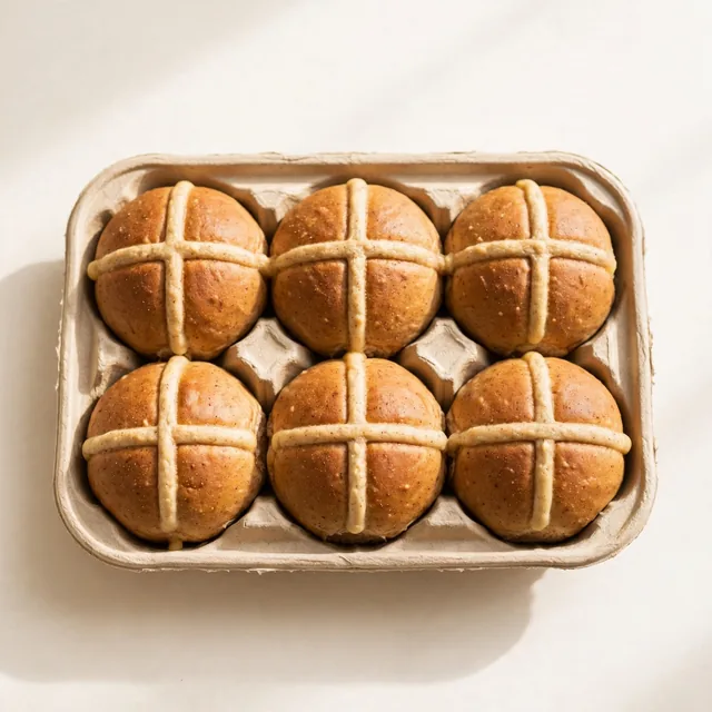 Six plain hot cross buns