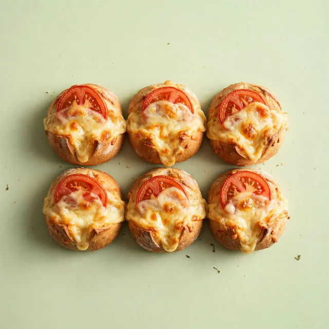 Six cheese and tomato rolls